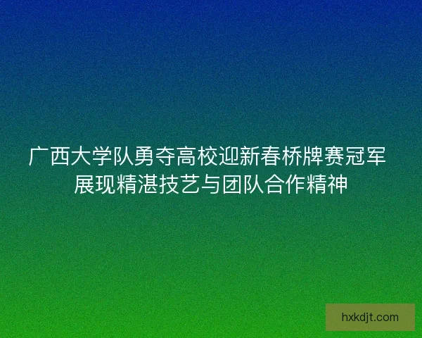 广西大学队勇夺高校迎新春桥牌赛冠军 展现精湛技艺与团队合作精神 广西大学队勇夺高校迎新春桥牌赛冠军 展现精湛技艺与团队合作精神