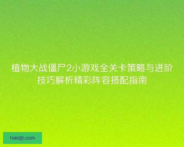 植物大战僵尸2小游戏全关卡策略与进阶技巧解析精彩阵容搭配指南